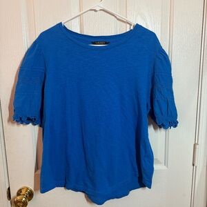 Lauren By Ralph Lauren Blue T-shirt with Ruffle Sleeves Size XL Women's